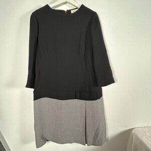 Kate Spade Houndstooth Caravelle Shift Dress Size 14 Wool Blend Black White
